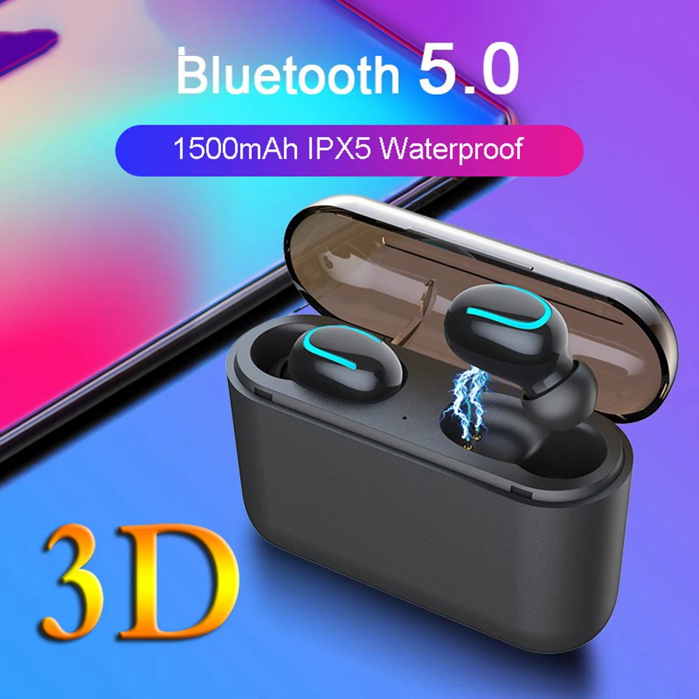 

TWS 5.0 Bluetooth Earphones Bluetooth 5.0+EDR Headset IPX5 Waterproof Mini Wireless Earbuds Cordless Headphones With Mic HBQ Q32