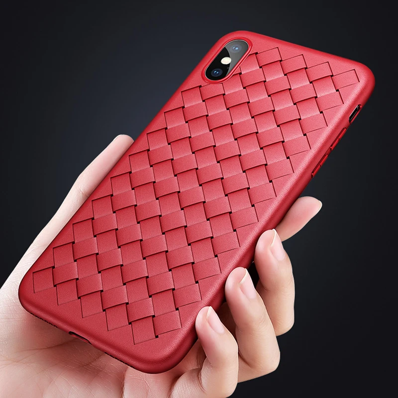 Baseus Luxury Grid Pattern Case For iPhone X Cases Ultra Thin Soft Silicone Protective Case For iPhoneX Cover Matte Coque Funda