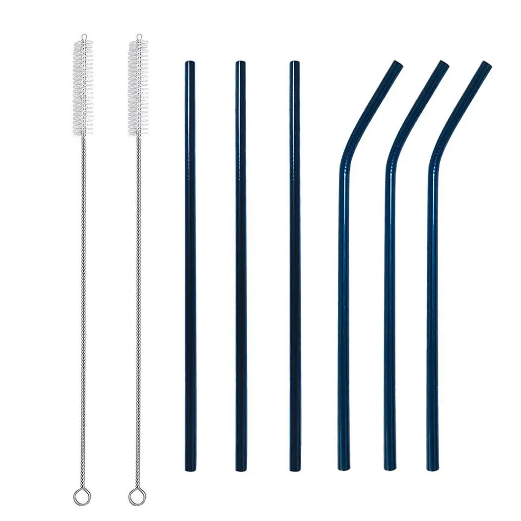 

8Pcs Reusable Metal Drinking Straws Creative Stainless Steel for Beverage Coffee Sturdy Bent Straight with Clean Brush Bar Party
