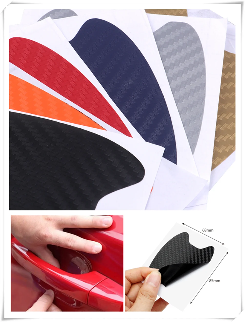 4 Pezzi Accessori Auto Adesivi Per Graffi Da Polso In Fibra Di Carbonio 3D Per Volkswagen Vw Polo Golf 4 Golf 6 Golf 7 Cc