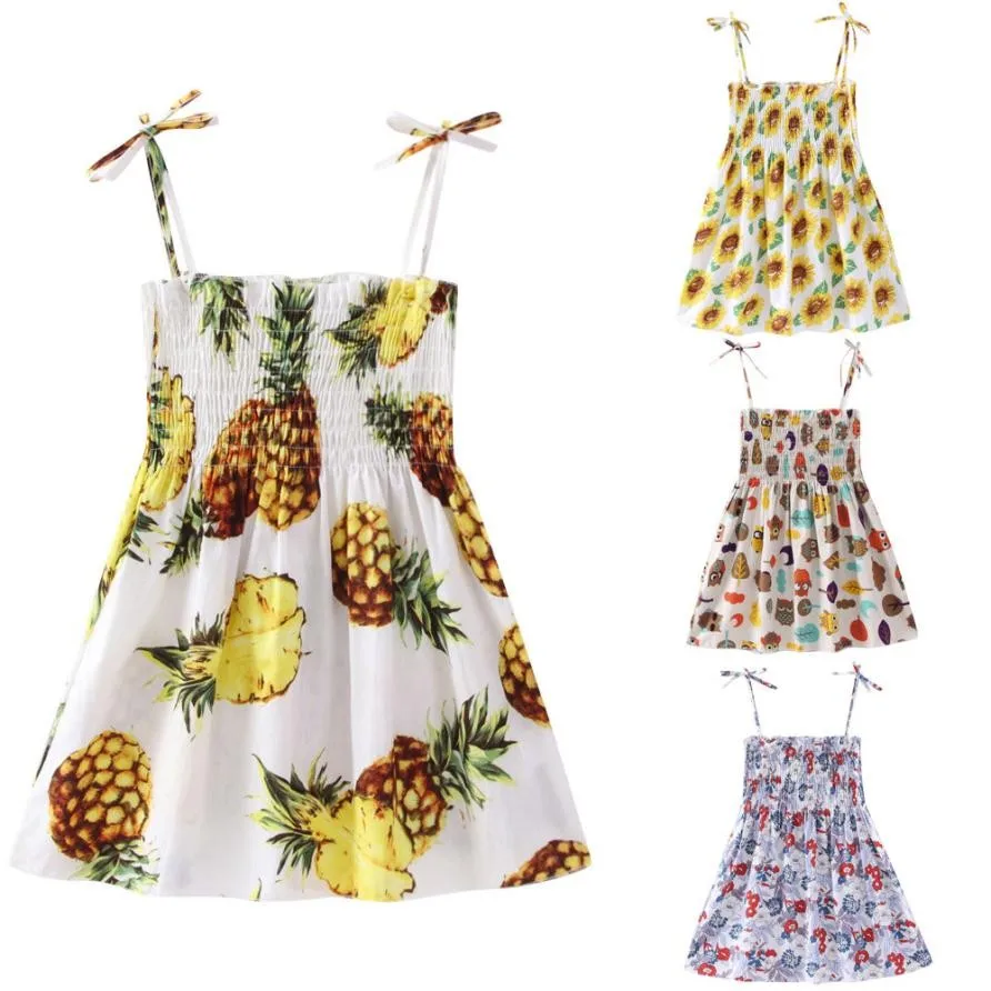 

Colors Baby Girls Infant Kids Cartoon Floral Dress Clothes Sundress Casual Dresses 18M-5T Daily Party Sleeveless Summer Dresses