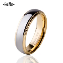 6mm chapado en oro tungsten carburo wedding band anillo comfort fit joyería de los hombres anillos de compromiso