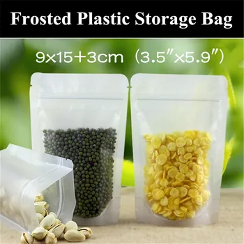 

100pcs 9x15+3cm (3.5"x5.9") 200micron Stand up Flat Frosted Plastic Ziplock Organizer Bag Frosted Resealable Gift Plastic Bag