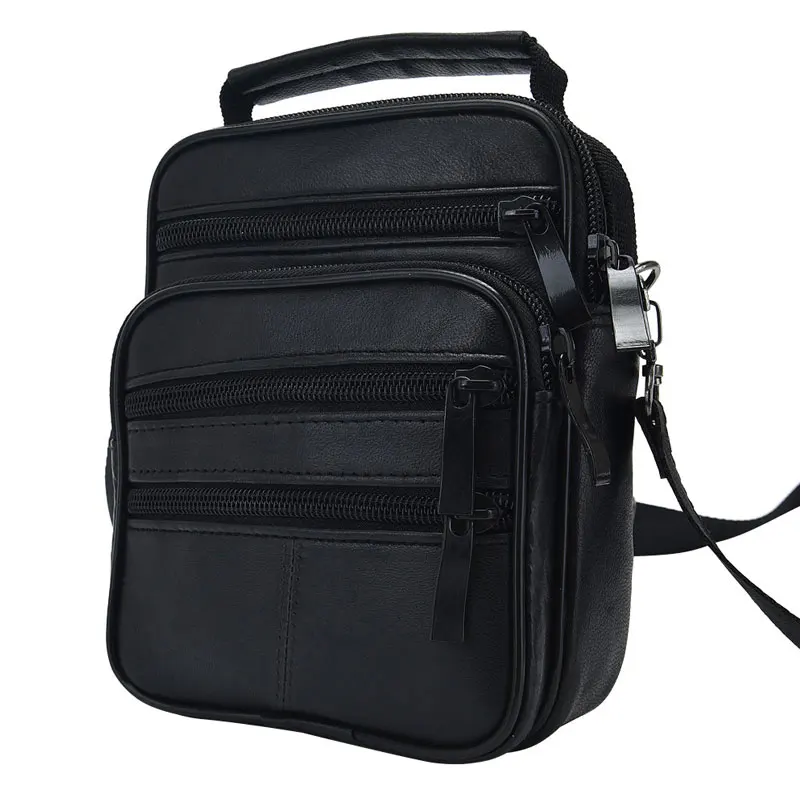 

Fashion Men's Black Genuine Leather Crossbody Messenger Bag Handbag Man Single Shoulder Bags Business Solid Pack
