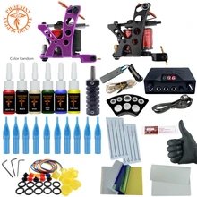 Профессиональный комплект для татуировки 2 тату-машинки 6 шт. пигмент ЖК-питания Иглы для тату-арта топ-художник полный комплект для татуировки