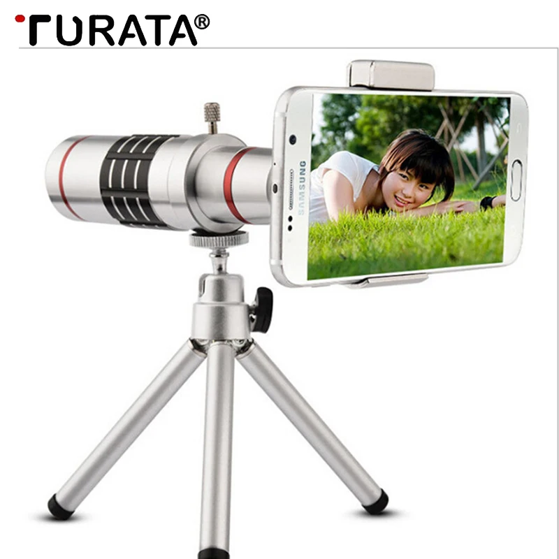 

Turata 18X Telescope Zoom Mobile Phone Lens for iPhone Samsung Smartphones Universal Clip Telefon Camera Lens With Mini Tripod