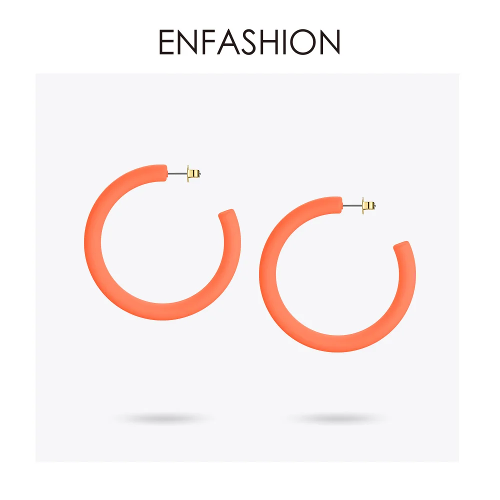 ENFASHION серьги-кольца в форме сердца из смолы для женщин, 2 пары, большие цветные серьги-обручи, модные ювелирные изделия, подарки Aros Aretes E191075 - Окраска металла: Circle orange color