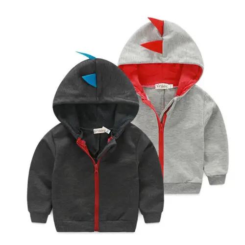  2019 New Hot Sale Baby Infant Kid Boy Cartoon Dinosaur Zipper Hoodie Tops Jacket Coat Outwear 0-3Y
