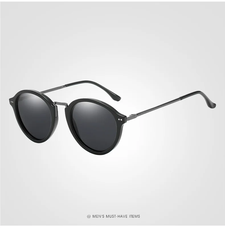 HDCRAFTER мужские поляризованные солнцезащитные очки легкие солнцезащитные очки для вождения круглые Оттенки для мужчин Oculos masculino мужские - Цвет линз: Glossy Black