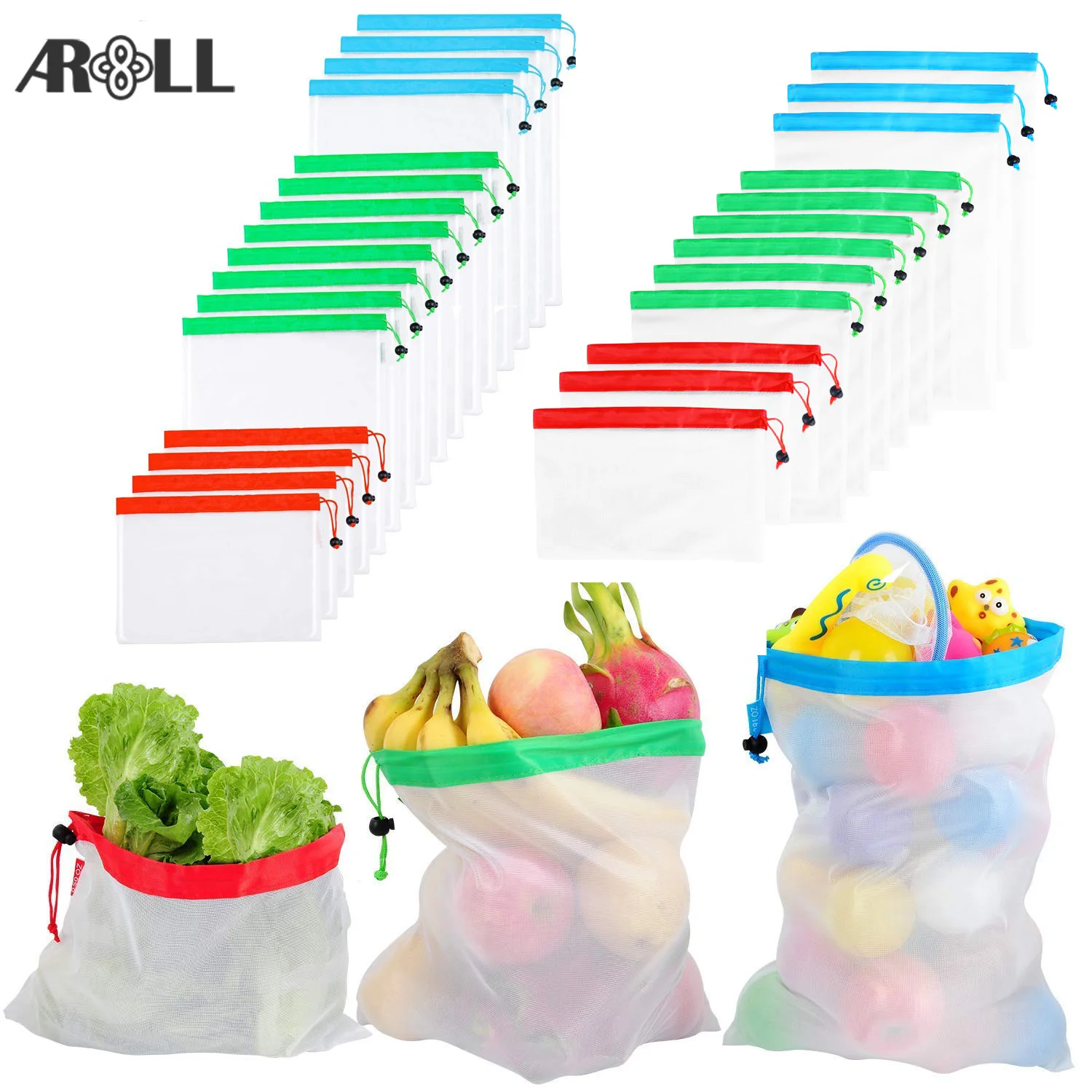 

12pcs Produce Bags Washable Reusable Mesh Produce Bags Set for Fruit Vegetable Eco Friendly for Shopping Storage Bag