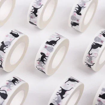 1,5 см x 10 м милая бумага для кошек васи лента DIY Декор Клейкая Лента Скрапбукинг планировщик Маскировочная лента Kawaii канцелярские принадлежн...