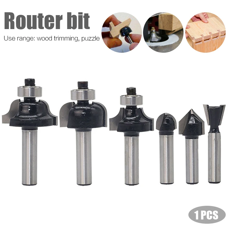 

6pcs Flush Trim Corner Router Bit 8mm Straight Shank Woodworking Milling Cutter For Power Tools