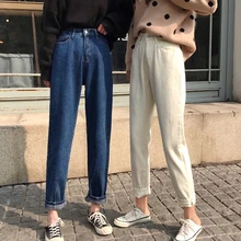 Женские джинсы femme nouveau Весна Осень Джинсы тонкие с высокой талией свободные синие прямые шаровары женские джинсы корейские