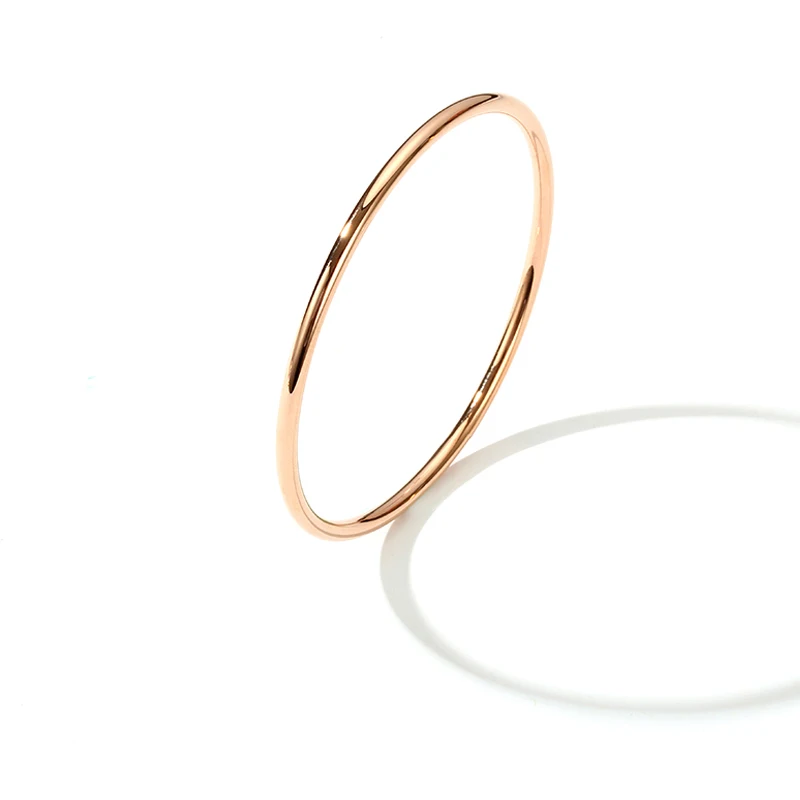 Однотонное 14 К золото Au585 изысканное штабелированное кольцо простое крошечное обручальное кольцо подходящая для женщин ширина 1,2 мм толщина 1,0 мм - Цвет камня: 14k Rose Gold