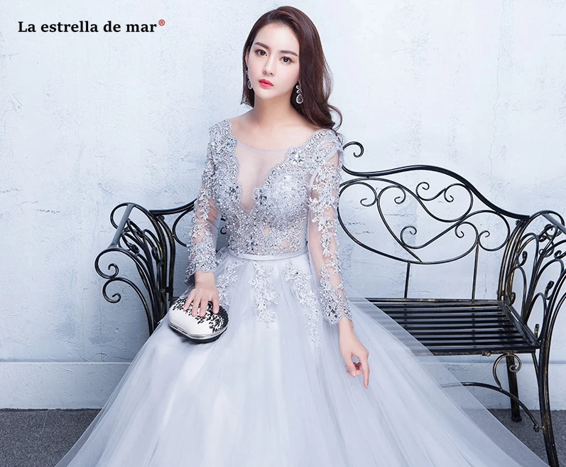 Vestidos para boda invitadas2019 новые кружевные Длинные рукава A Lina богемные серебряные Бордовые Платья для подружки невесты с шлейфом для свадебной вечеринки