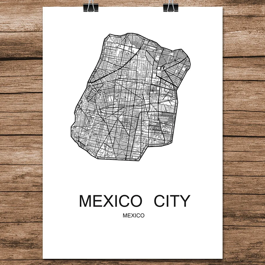 Абстрактная Карта города Мексики уличная карта мира печатный плакат с покрытием