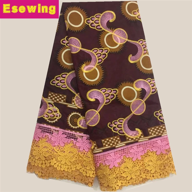 

2017 New arrival African Wax Lace Fabric High Quality Embroidered With Stone Ankara Lace Fabric For wearing dress 6 Yards/lot