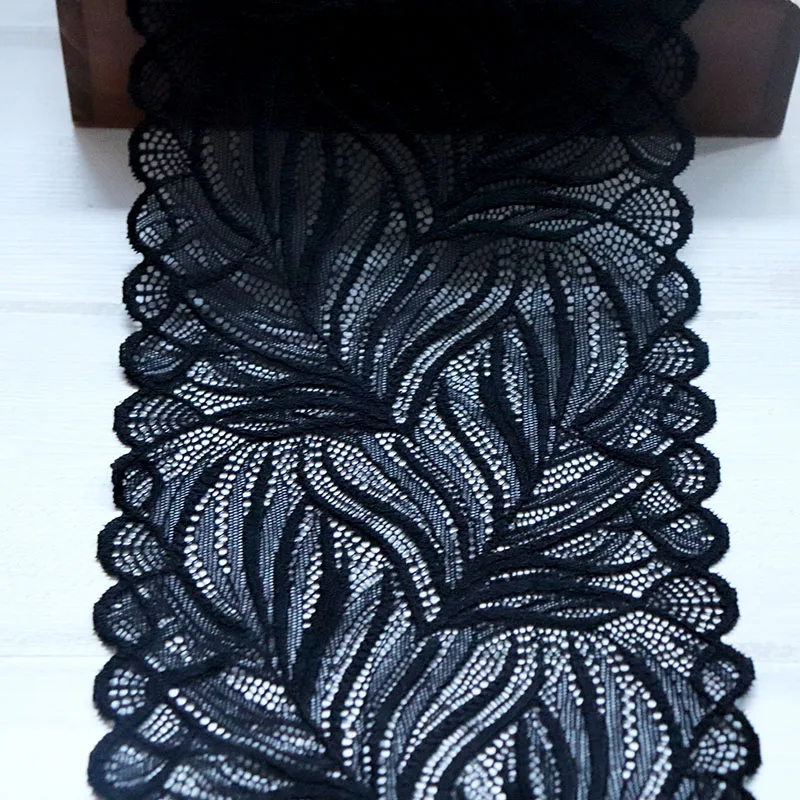 Diseño Ancho Negro Elástico Encaje Floral Lencería Disfraz De Costura recorte 6/" 15cm