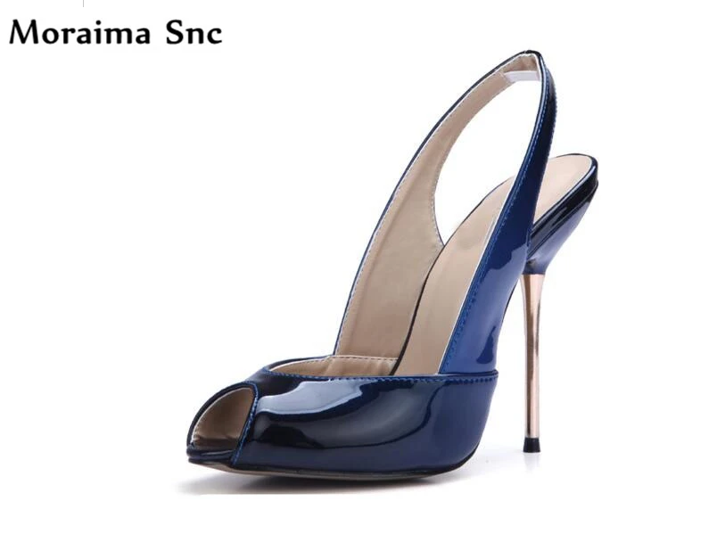 

Moraima Snc hot selling 2018 sexy women pump shallow slip-on slingback peep toe handmade platform PU leather fashion women shoes