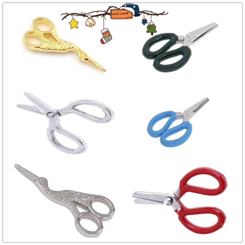 

1:12 Dollhouse Miniature Accessories Simulation Crafts Toys Metal Sewing Scissors Furniture Toy Mini Metal Scissors 6 Styles