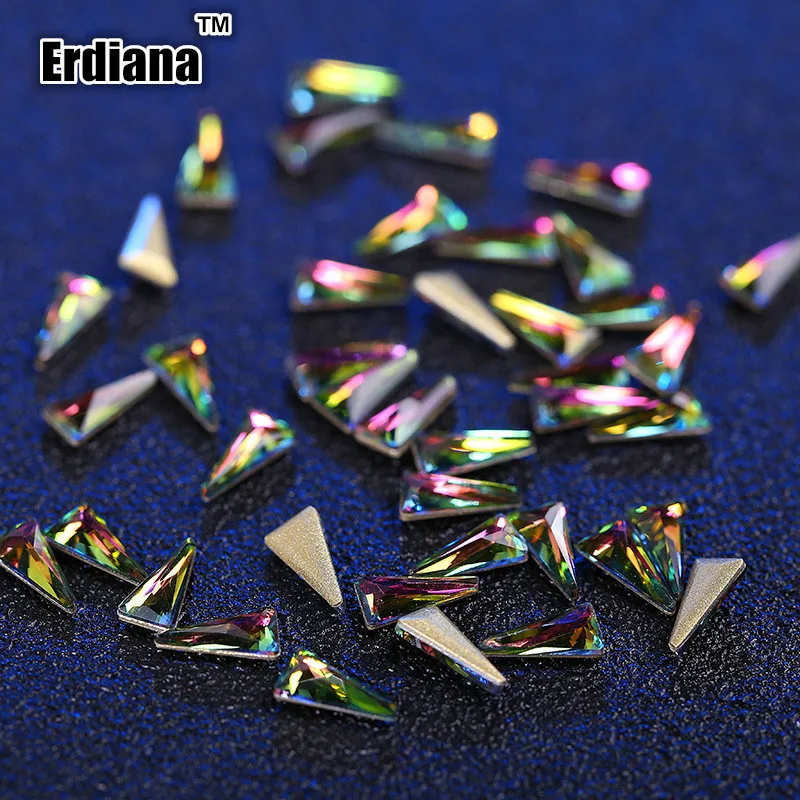 Erdiana 10 шт./компл. 5*10 мм хрусталя ногтей украшения треугольник AB блестящие