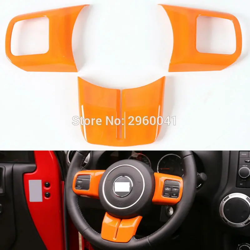 Us 20 99 20 Off 3pcs Interior Orange Abs Steering Wheel Cover Trim Sticker Fit For Jeep Patriot Compass Wrangler 2011 2012 2013 2014 2015 2016 In