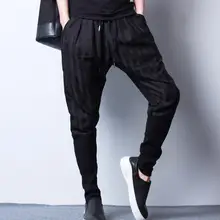 Большого размера корейский вариант эластичная талия шаровары Повседневные индивидуальные универсальные черные мужские брюки/M-3XL