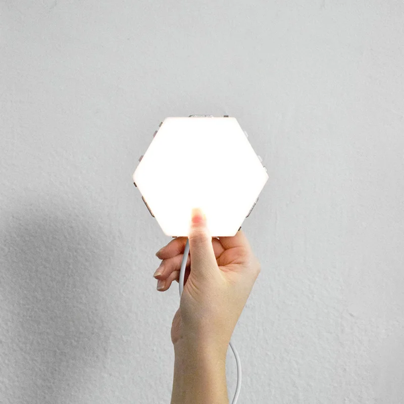 Sensível à Luz da Noite Toque Modular Hexagons Magnéticos Decoração Criativa Parede Lampara Quantum Lâmpada Led Hexagonal Lâmpadas Diy 7 Luzes noturnas