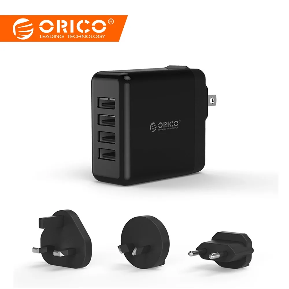 

ORICO 4 Ports USB Travel Charger with Converter EU UK AU Plug 5V6.8A34W Wall Charger for iPhone Samsung Xiaomi Huawei