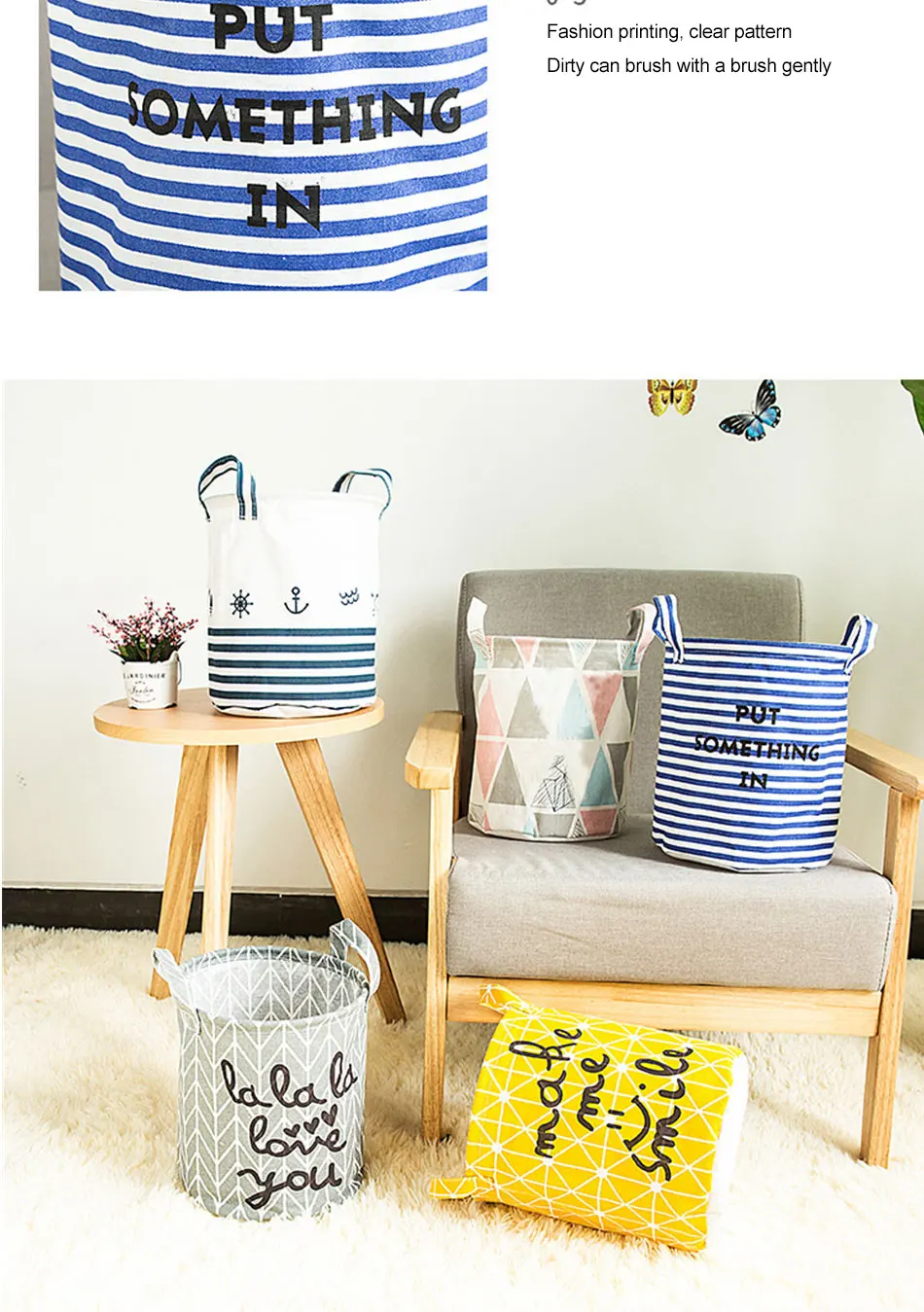 Storage Baskets Folding Laundry Basket Yellow Arrow Couple Linen Washing Clothes Barrel Bags With Handles Kids Toys Hamper Bag (10)
