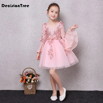 

2019 new flower girl princess ruffles flare sleeve tutu kids clothes party dress children prom dresses formal frocks for girl