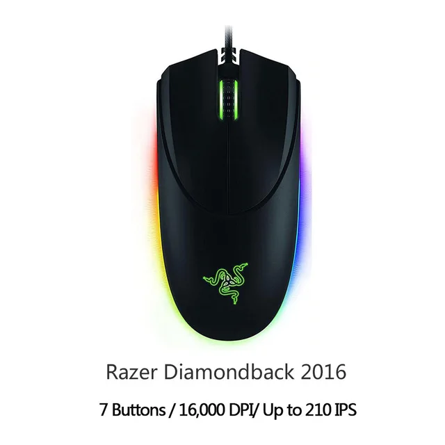 Razer DeathAdder Elite игровая мышь 16000 dpi эргономичная Chroma подсветка оптимизированная 450 ips 7 кнопок eSports проводная мышь для геймера - Цвет: Diamondback 2016