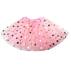 Оптовая продажа, 3 слоя, розовая юбка-пачка в Золотой горошек для маленьких девочек, балетная юбка-пачка Детские сверкающие юбки