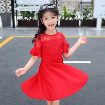 

Summer New Product Girl Child Lace Knitting Princess Short Sleeve Dress