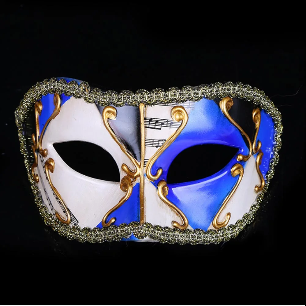 Blue Red Black Handmade Jazz Mask Music Note Printing Ball Mask Fashion