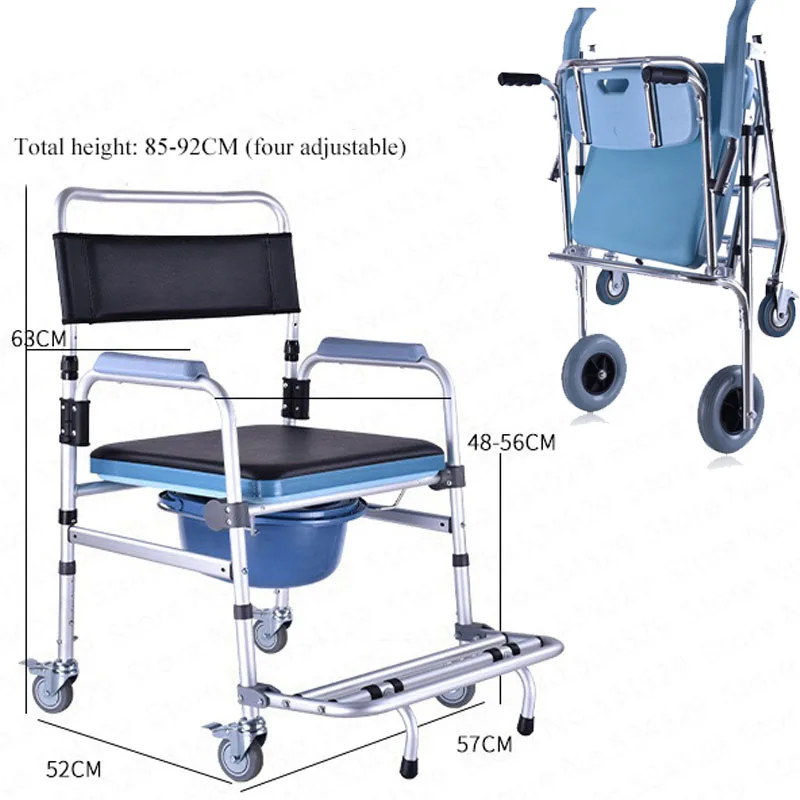 A,Multifunction Folding Toilet Chair Elders Potty Chair with Four