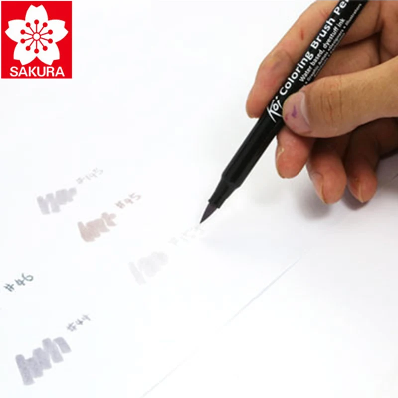 Цветная ручка Sakura Koi 6 серых/12/24/48 цветов набор гибких кистей фломастеры на водной