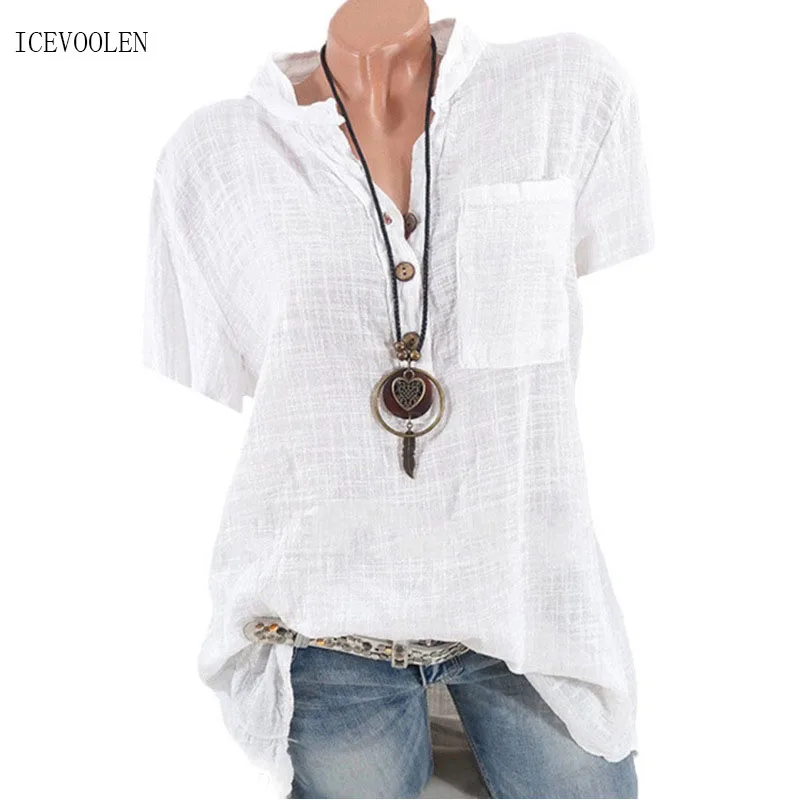 

New large size shirt ladies shirt fashion cotton shirt casual short-sleeved shirt women