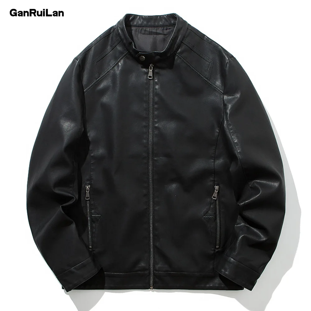 Мотоциклетные куртки мужская одежда мужская кожаная куртка новая модная повседневная куртка для пилота Homme однотонная крутая куртка JK18902 - Цвет: Asian size