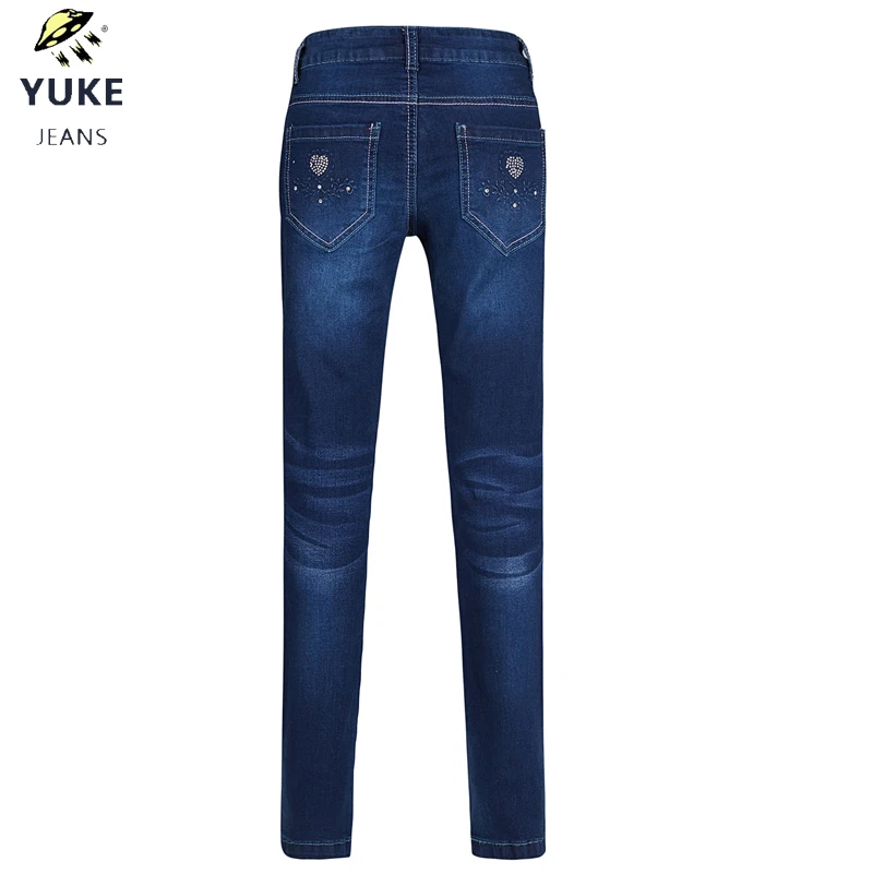 YUKE/Новинка; джинсы для девочек; Детские узкие джинсы; пикантные эластичные трико; детские джинсы; От 7 до 12 лет узкие брюки с вышивкой; I33823