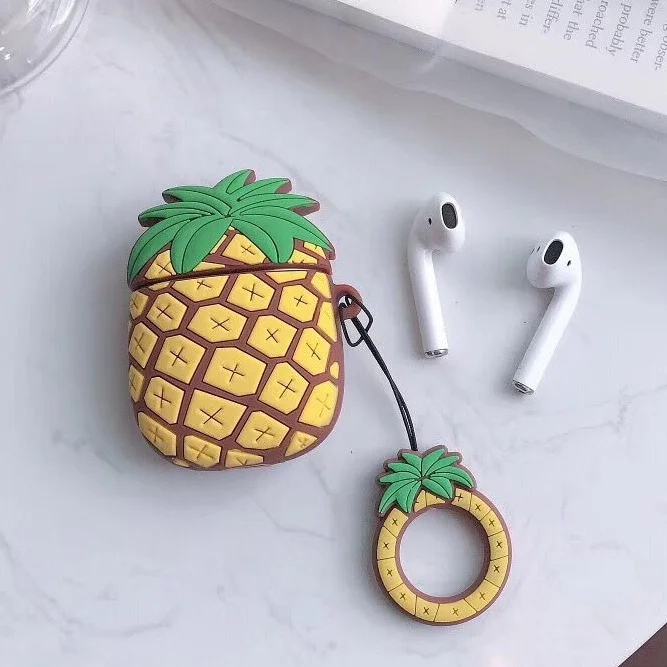 Прекрасный pine apple для airpods 3D защитный чехол для apple Беспроводная bluetooth-гарнитура защитная оболочка силиконовый мягкий чехол