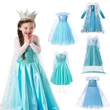 Платье принцессы Анны и Эльзы для девочек; Детский карнавальный костюм; детская Снежная королева; Эльза и Анна; нарядное платье Эльзы для Хеллоуина