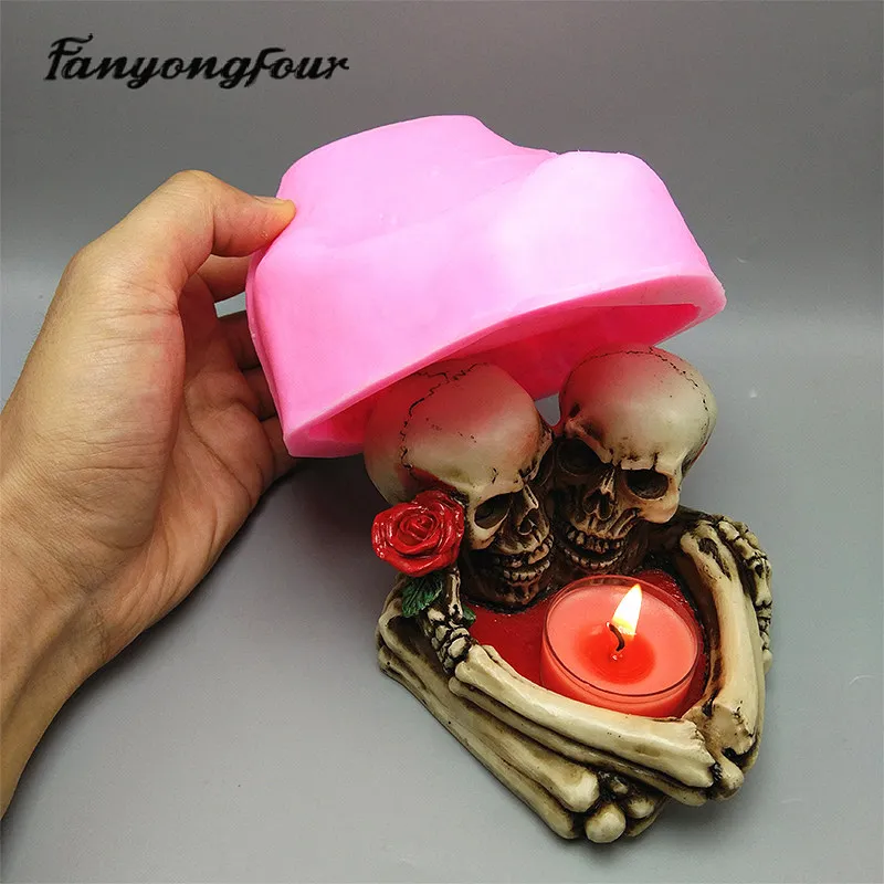 3D череп подсвечник силиконовая форма помадка торт плесень Смола штукатурка шоколадная Свеча Конфеты Плесень