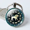 Time 12 Constellation Jewelry Key Chains Zodiac Signs Keychain Key Rings Bag Car Round Glass Cabochon Pendant Man Woman Gift ► Photo 2/6