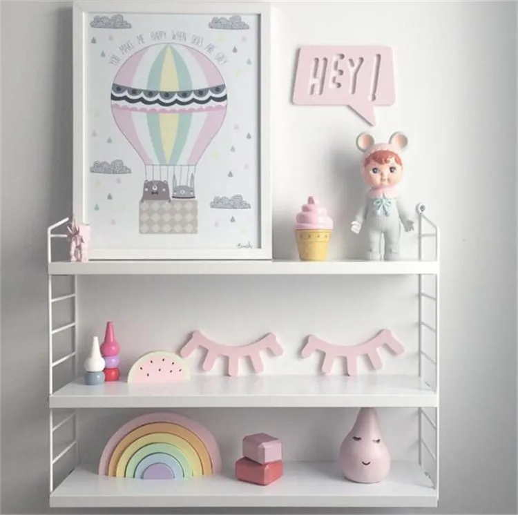

2PCs Ins Nordic Wood Eyelashes Cartoon 3D Wall Sticker DIY Children Bedroom Props Home Living Room Decoration 15*6.4cm