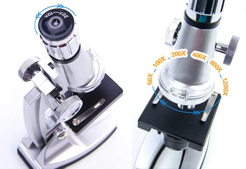 Подарочный микроскоп с подсветкой, увеличение 1200Х, монокулярный биологический микроскоп для новичков, учебный био-микроскоп для детей, студентов