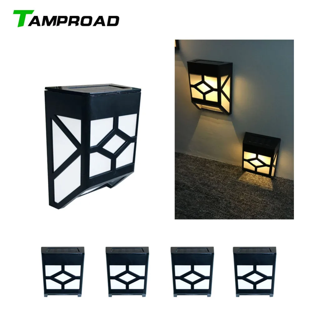 

TAMPROAD Outdoor Solar Light Waterproof 2 LED Garden Wall Lamp Modern Fixture Home Hallway Roof Backyard Stair Fence Path Lights