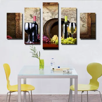 

Wine and Wine Glass Wall Art Canvas Painting Nordic Wall Pictures for Living Room Decoration Picture No Frame Art Print