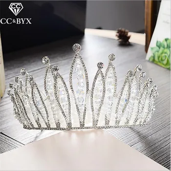 

CC tiaras crowns hairbands queen luxury wedding hair accessories for women brides party engagement cz beads bijoux jewelry HG269