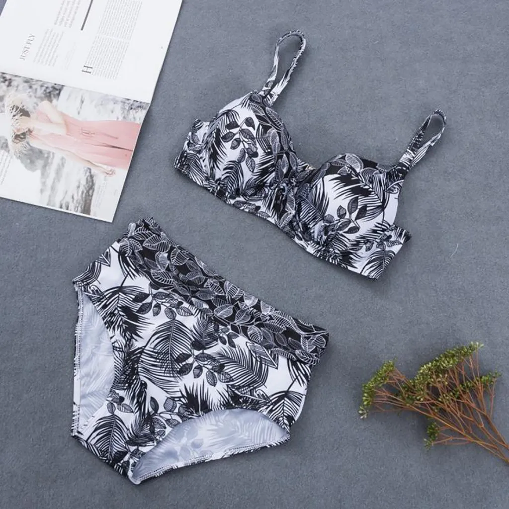 

Womail swimsuit Separate Women's Bikini Print Two Piece Swimsuit large size Pushups Swimwear Beachwear 1PC I300107